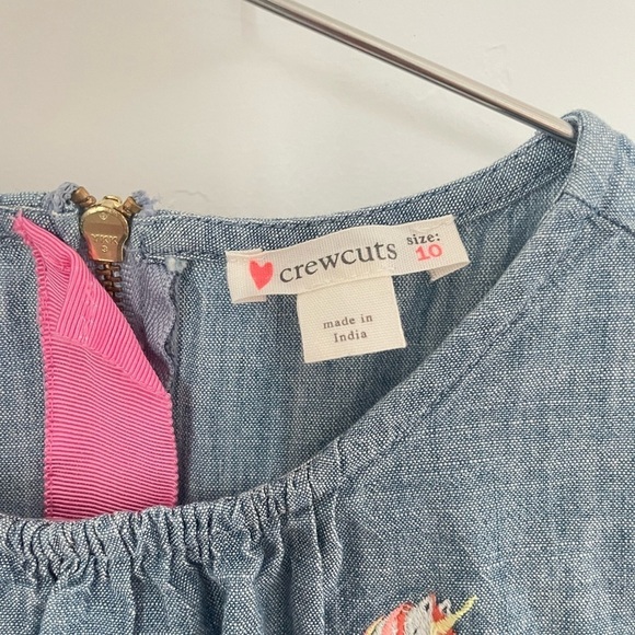 Crewcuts Unicorn Chambray Dress Ruffle Bottom NWOT SIZE 8 size 10 - Picture 4 of 12